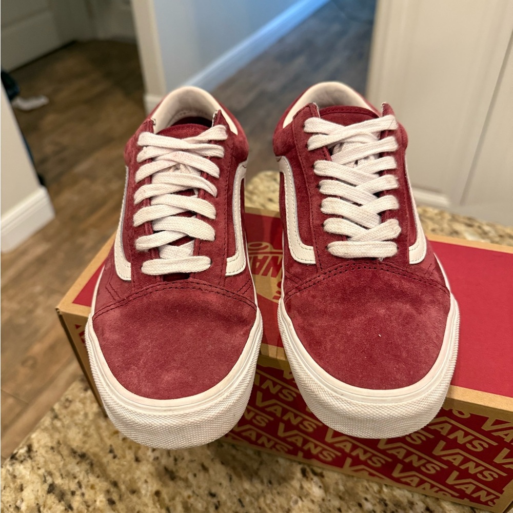 Vans Maroon and White Old Skool Sneakers - Picture 5 of 6